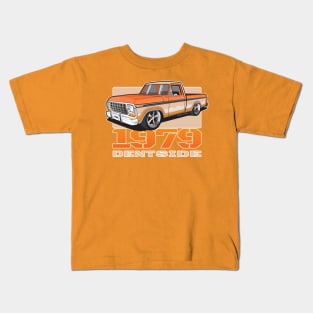 1979 Ford pick up truck, single cab shortbed, two tone. dent side truck. Lowered. Color Kids T-Shirt